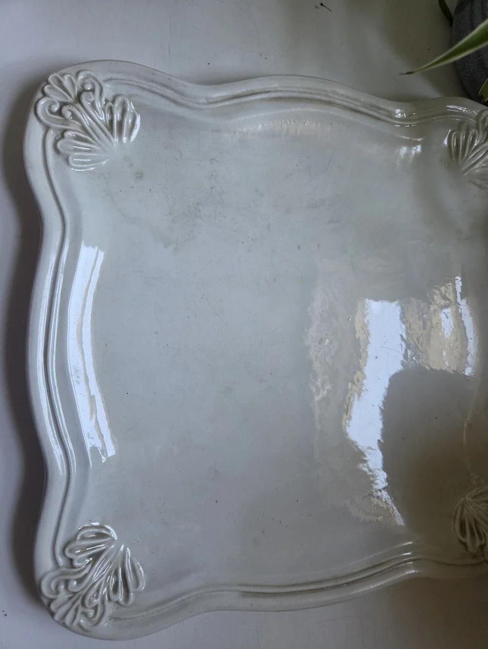 1 Vietri Antico Bianco Square Salad Dinner Plate White